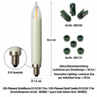 LED-Filament Schaftkerzenkette 30 LEDs warm-weiß für außen