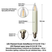 LED-Filament Schaftkerzen für innen und außen, 8V, 2er Blister