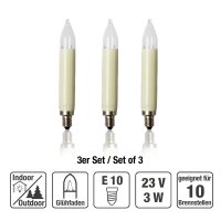 Shaftcandle, ivory-coloured,  23 V,  3 pcs. per blistercard