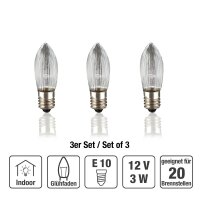 Topcandle, clear,  12 V / 3 W,  3 pcs. per blistercard