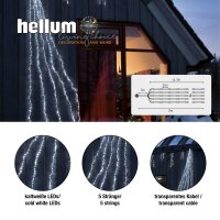 LED-Wasserfall, 5 Stränge á 3m, 480 LEDs, weiß, mit Außen-Transformator