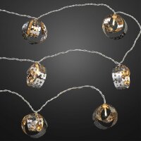 8-pcs. LED-Lightchain with metal rings, warm-white, transparent cable, battery-operated