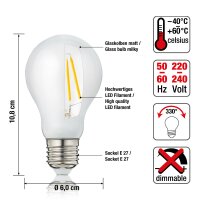 LED-Filament-Bulb A60, E27, 4,5W, glass milky, 470 lm