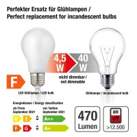 LED-Filament-Lampe A60, E27, 4,5W, Glas milchig, 470 lm