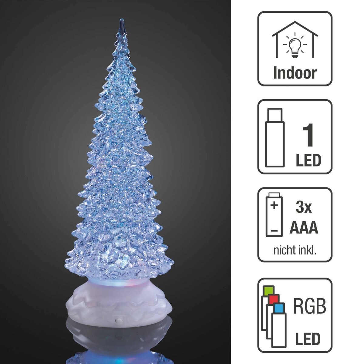 LEDAcrylTannenbaum, RGB, 25 cm hoch, batteriebetrieben