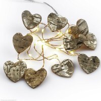 20-pcs. LED light chain with wooden hearts