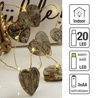 20-pcs. LED light chain with wooden hearts