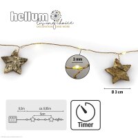 20-piece LED light chain with wooden stars, 20 warm-white LEDs, battery operated