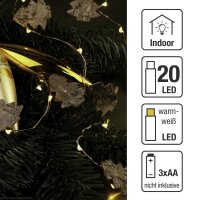20-tlg. LED-Lichterkette mit Bäumen aus Birkenrinde, batteriebetrieben