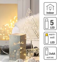 LED-Metall-Quader, Weihnachtsmann +Schlitten, warm-weiße LED, batteriebetrieben