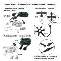 40-pcs. LED-Lightchain "System-Profi", warm-white, green cable, extendable, w/o plug