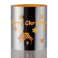 LED-Metall-Dekoglas  “Merry Christmas“, LED-Teelicht, batteriebetrieben