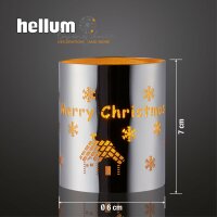 LED-Metall-Dekoglas  “Merry Christmas“, LED-Teelicht, batteriebetrieben