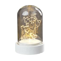 LED-Deco-Bell with Arcylic Reindeer, warm-white LEDs, battery operated