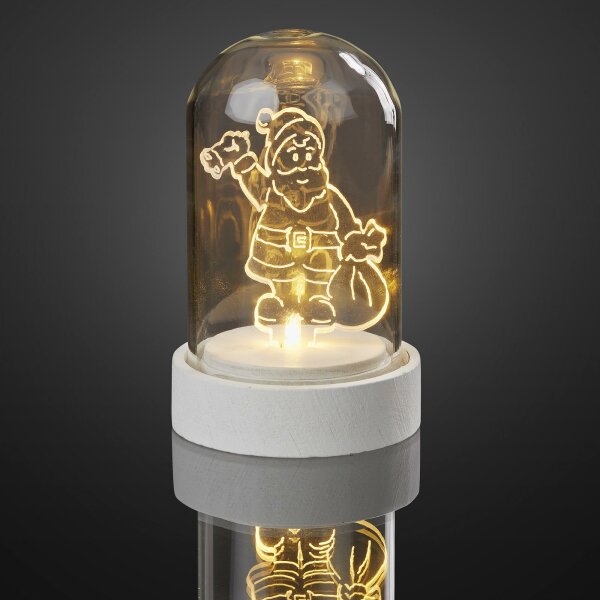 LED-Deco-Bell with Acrylic-Santa, warm-white LEDs, battery operated
