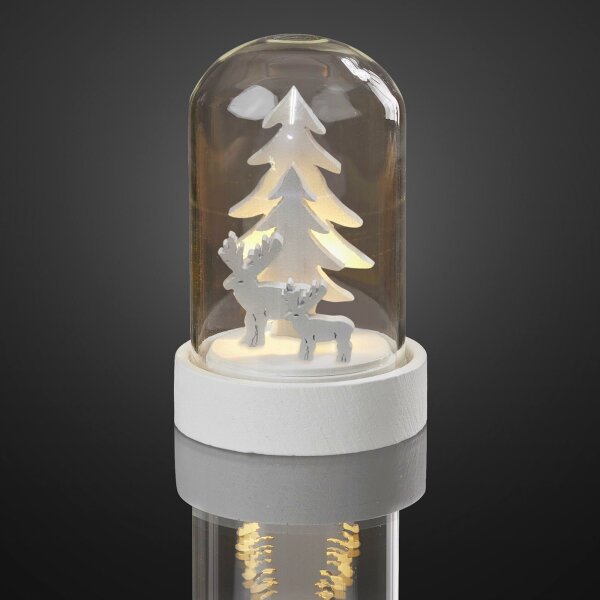 LED-Deco-Bell with Christmas Tree and Reindeers, warm-white LEDs, battery operated