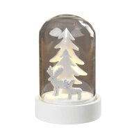 LED-Deco-Bell with Christmas Tree and Reindeers, warm-white LEDs, battery operated
