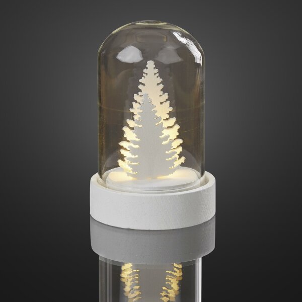LED-Deko-Glocke mit Tannenbäumen, warm-weiße LED, batteriebettrieben