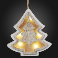 LED-3D Christmas Tree, to hang, white stained, 5...