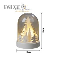LED-Glocke mit weißen Tannenbäumen, 3 LEDs warm-weiß,batteriebetrieben