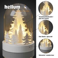 LED-Glocke mit weißen Tannenbäumen, 3 LEDs warm-weiß,batteriebetrieben