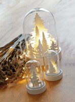LED-Bell, white trees, 3 warm-white LEDs, battery-operated