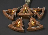 10-pcs. Lightchain with wooden trees, warm-white, transparent cable, battery operated