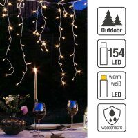 Eislichtvorhang für Straßenbeleuchtung 154 LEDs warm-weiß, verlängerbar, ohne Stecker