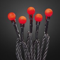 20-pcs. LED-Ball-Lightchain, red, black cable, battery operated, with timer, for indoor use