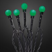 20-pcs. LED-Ball-Lightchain, green, black cable, battery operated, with timer, for indoor use