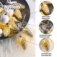 10-pcs. LED-Lightchain with Fir-Cones, warm-white, transparent cable, battery-operated