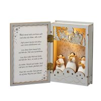 LED deco wooden book with angels + music box