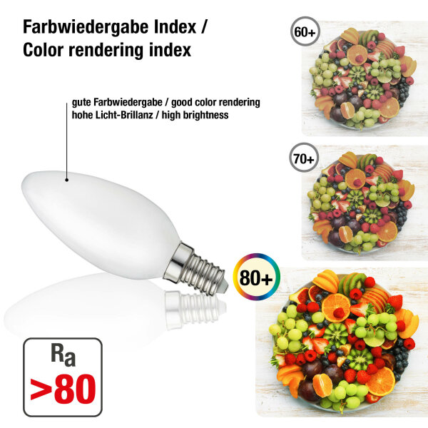 LED-Filament-Lampe C35, E14, 4,5W, Glas milchig, 470 lm