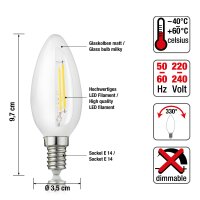 LED-Filament-Lampe C35, E14, 4,5W, Glas milchig, 470 lm