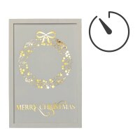 LED wooden picture with wreath "Merry Christmas