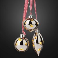 LED-Pottery-Set of 3 pcs. for hanging, silver, 15 warm-white  LEDs, battery operated