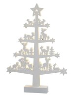 LED Wooden Tree with forest animals, 10 warm-white LEDs,...