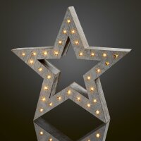 LED wooden star, stained white, 30 LEDs