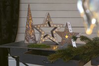 LED wooden star, stained white, 30 LEDs