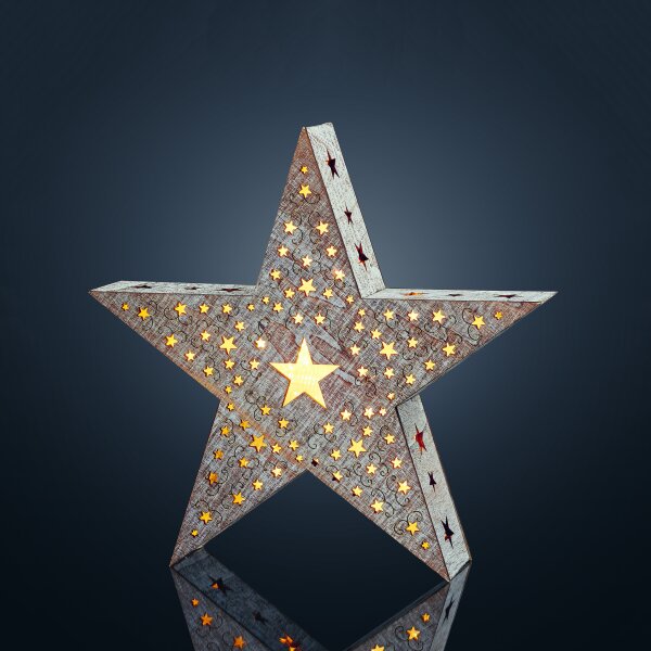 LED wooden star with holography