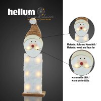 LED-Weihnachtsmann aus Holz, mit Kunstfell, 11x40cm, 8 LEDs warm-weiß, batteriebetrieben