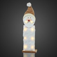 LED-Weihnachtsmann aus Holz, mit Kunstfell, 11x40cm, 8 LEDs ww, batteriebetrieben