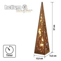 LED-Pyramide aus Holz, natur H: 57cm, 10 LEDs warm-weiß, batteriebetrieben mit Timer