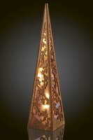 LED-Pyramide aus Holz, natur H: 57cm, 10 LEDs ww, batteriebetrieben mit Timer