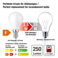 LED-Filament-Lampe G45, E14, 2,5 W, Glas milchig, 250 lm