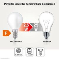LED-Tropfenlampe G45, E14, 2,5 W, Glas matt, 250 lm