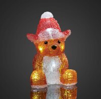 LED-Acrylic Bear with red cap, cold white LED, battery...