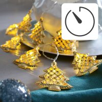 10-pcs. LED-Lightchain with golden trees, warm-white,...