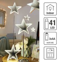 LED-Infinity-Star with stand 75 cm, 42 warm-white LEDs, battery operated