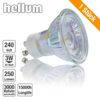 LED-Scheinwerfer-Licht GU10, 3W, Glas klar, 250 lm